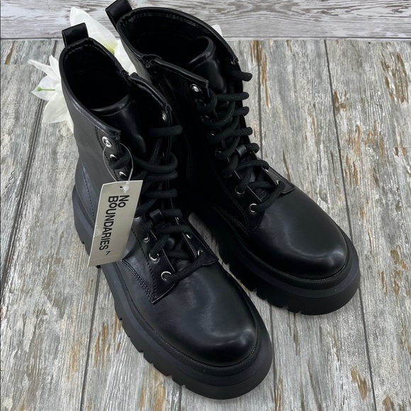 Women's Lug Sole Combat Moto Boots Black Size 7 - Picture 3 of 11